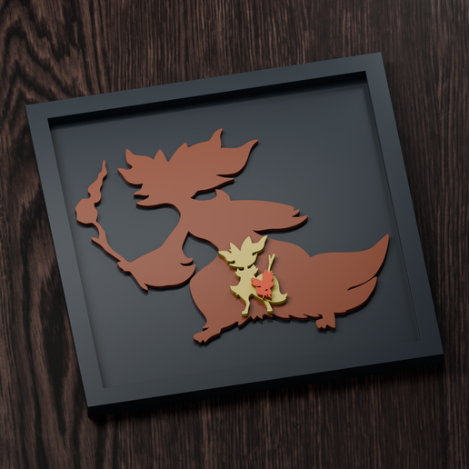 Delphox Line - Pokemon Silhouette Frame | Normal, Inverse & Scaled STL