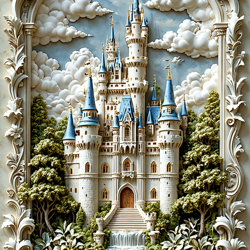 Castle with frame and high detail 3D model