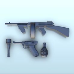 1.jpg STL file Set of World War 2 weapons (3) - Flames of War Bolt Action Grenade Thompson Lüger・3D printer design to download