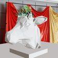 low-indian-french-cow-planter-bust-1.png Indian low poly cow head bust planter pot flower vase STL