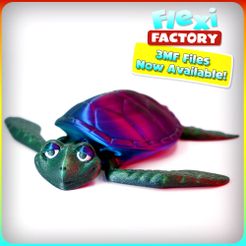 flexi-factory_turtle3mf.jpg STL file Cute Flexi Print-in-Place Turtle・3D print design to download