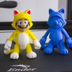 1.jpg STL file Cat Mario Print in Place articulated・3D printable design to download