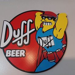 Duff.jpg STL file Duff Beer Sign Featuring Duff Man - Keyhole in Back for Wall Art・3D printable model to download