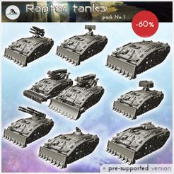 WB-VE-P01-Raptor-tanks-pack-No.-1.jpg Fichier 3D Raptor tanks pack No. 1 - Future Sci-Fi SF Post apocalyptique Tabletop Scifi Wargaming Planetary exploration RPG Terrain・Objet pour impression 3D à télécharger