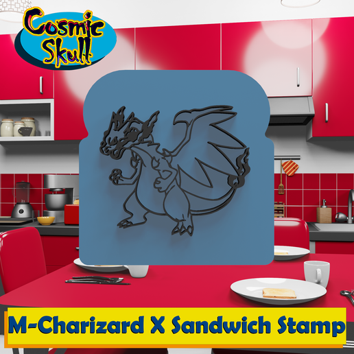 Mega-Charizard X Sandwich Stamp 3D model