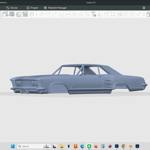 1963 Buick Riviera car model, 1/24 scale true, hollow shell body, resin, fdm, 3d print, stl file