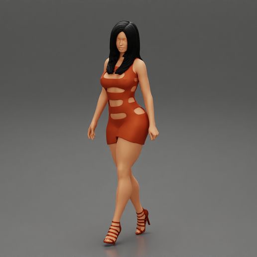 Girl-0001.jpg Fichier 3D Belle fille robe talons marche modèle d'impression 3D・Objet pour impression 3D à télécharger, 3DGeshaft
