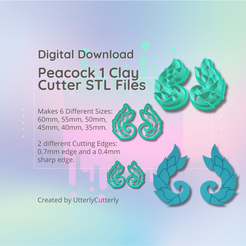 Cover-9.png Clay Cutter STL File Peacock 1- Earring Digital File Download- 6 sizes & 2 Cutter Versions, cortador de galletas