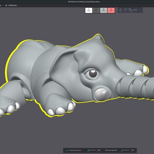 bambustudio_printinplace_articulated_elephant_v05.jpg Print In Place Articulated Baby Elephant