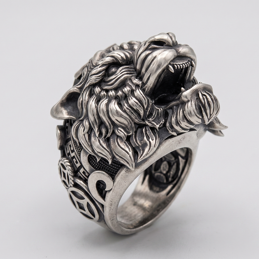 Roaring Lion and Wealth Coins Heavy Ring