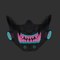 1-4.png 3D file Cyberpunk Oni Mask Koyorin art・3D printable design to download