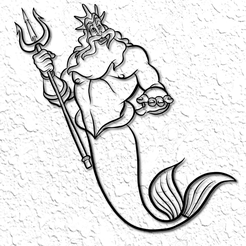 project_20230211_1824129-01.png STL file Disney the little mermaid king triton mermaid pixar wall decorr・3D printing idea to download