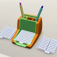 SS1.jpg STL/3MF files for Sticky Notes Organizer with stencils and pen holder. Desk organizer.