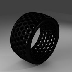 HoneyCombRing.JPG Free STL file Honeycomb Ring・3D printing template to download, Exfusion
