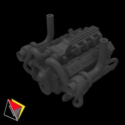 0195_V8_Twin_Turbo_164_v2-1.jpg STL file 1/64 Scale V8 Twin Turbo Engine Diecast・3D printable model to download