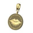 Iced-Lips-Diamond-Round-pendant-bail-05.jpg Iced diamond lips round pendant 3D print model