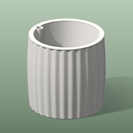 Self-Watering Planter – Ribbed Pot with Water Reservoir, Wick Tube and Fill Spout (114 mm)