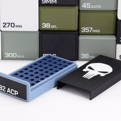 32acp-3.jpg STL file AMMO BOX 32 ACP AMMUNITION STORAGE 50 ROUNDS AMMO CRATE 32 auto・Design to download and 3D print