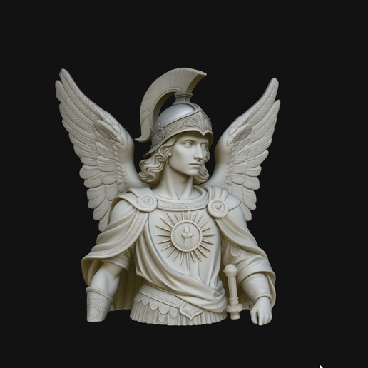 Armored Archangel Warrior Bust Statue Design 3 - 3D Print Model
