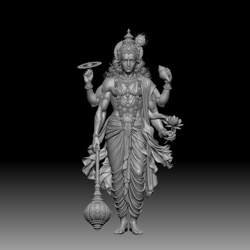 3D digital sculpture of Lord Vishnu