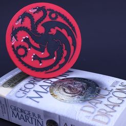 fe1460c573b46ec0c55e5ec04c6b3150_display_large.JPG Free STL file Multi-Color Game of Thrones Coaster - House Targaryen・3D print design to download, MosaicManufacturing