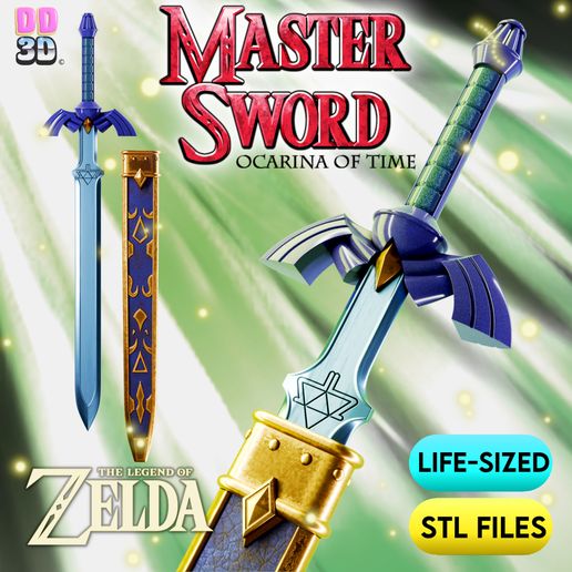 Ocarina of Time Master Sword & Scabbard STL Files | Life Sized | High Detail