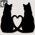 project_20230906_2217491-01.png Two cats wall art cats wall decor kitty lovers with heart