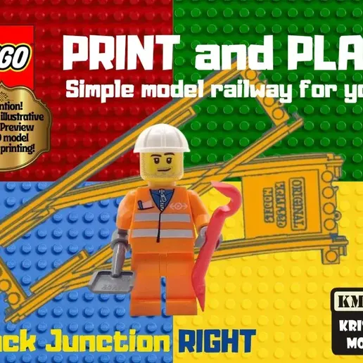 LEGO Train Track Junction RIGHT | 3D Printable STL