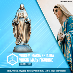 IMAGEM ILUSTRATIVA DIGITAL FILES Hee STARS TEU UREPORT UIE VEGA | OBJ file Virgem Maria Estatua - Virgin Mary Figurine・3D printing idea to download