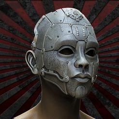 13-1.jpg Файл STL Маска киборга Маска киберпанка Маска робота 3D печатная модель・Модель 3D-принтера для загрузки