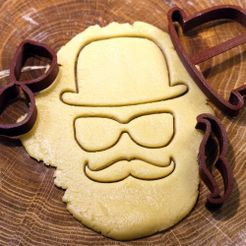 01.jpg STL file Set hat glasses mustache cookie cutter for professional・3D printing design to download