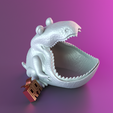 render.png Файл STL Скульптура динозавра Настольный органайзер для ключей в прихожей・Дизайн 3D принтера для загрузки