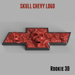 OKULL CHEVY LOGO Fichier STL Emblème de crâne Chevrolet - Logo・Objet pour imprimante 3D à télécharger, Rookie3D
