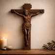 prompt-andel.png Crucifixión de Jesús - Relieve STL para talla en madera CNC y arte de impresión 3D