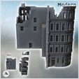 3.jpg Set of ruined corner urban buildings with "The Majes" store and brick roof (22) - Modern WW2 WW1 World War Diaroma Wargaming RPG Mini Hobby