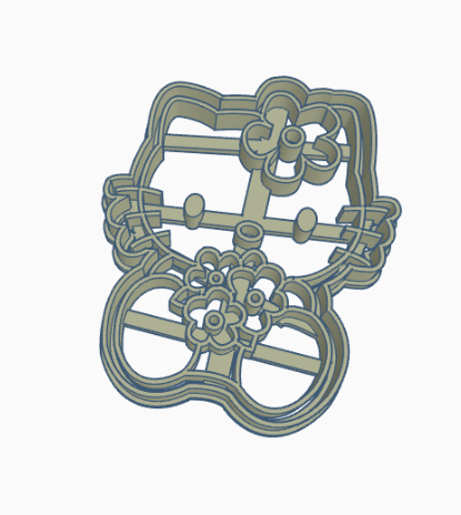 kitty flowers cookie cutter - 3D model önizlemesi