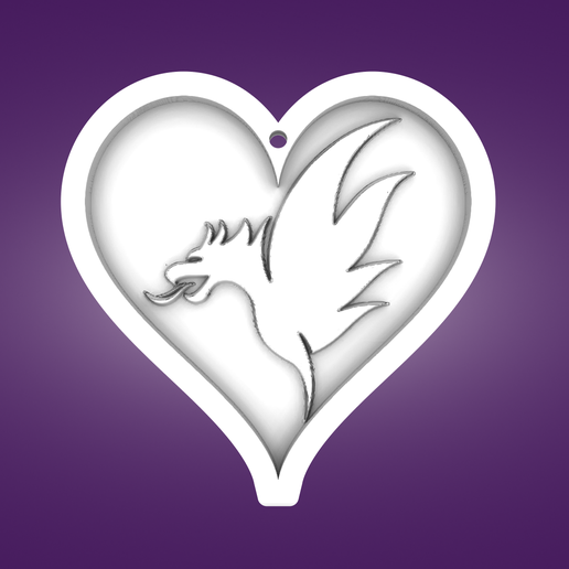 Key pendant, heart, dragon 3D model