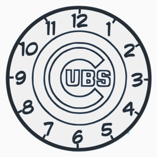 2D Cubs wall clock 3D model