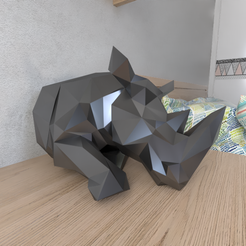 Rhyno-Seated-Wall.png Archivo STL Rhyno Seated Wall Lowpoly・Modelo de impresión 3D para descargar