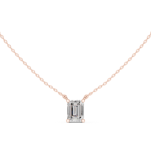 Emerald Solitaire Diamond Pendant Necklace Jewelry 3D Model