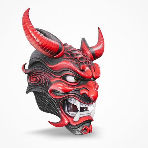 👤 Fierce Japanese Oni Demon Mask - Yokai Folklore Bust Sarokichi
