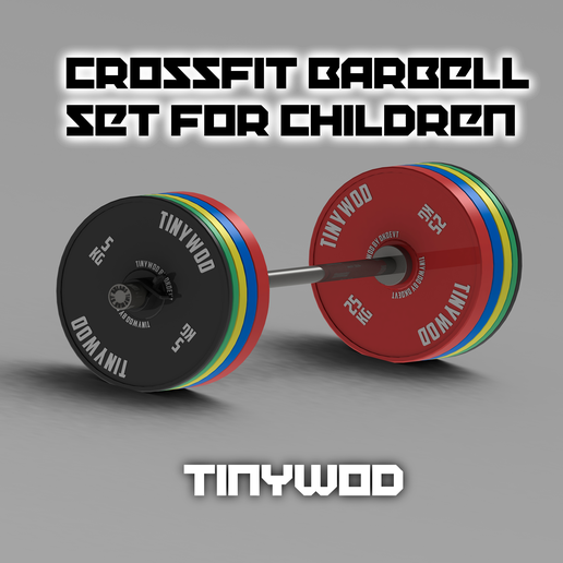 🚸 Barbell set for children TinyWOD・ 3MF File for 3D printing・Cults