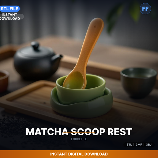 Chashaku Scoop Rest Holder, Bamboo Scoop Display, Matcha - 3D Printable STL File