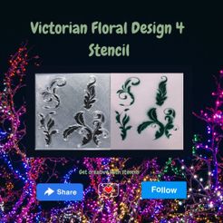 a Tar UR ae OLS ay CUT] Fichier STL Pochoir Victorian Floral Design 4・Design imprimable en 3D à télécharger, StencilAllure