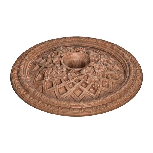 2.jpg Rosette No. 009 - Floral Lattice Ceiling Medallion STL for CNC and 3D Printing