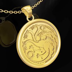 Three-headed-dragon-gold-pendant-jewelry-01.jpg Pendentif Dragon à trois têtes bijoux en or modèle imprimé en 3D