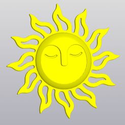 1.jpg 3D file Sun with face Wall decor・Template to download and 3D print