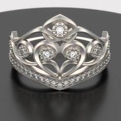 10158.jpg Datei STL Kronen-Diamantring・Modell für 3D-Druck zum herunterladen