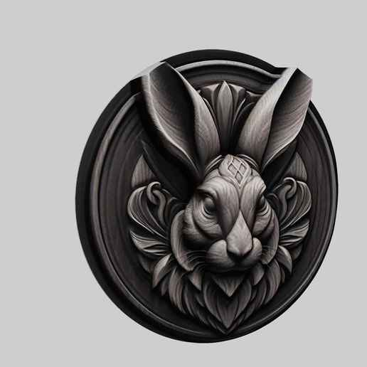 3D file Rabbit Animal Head Rabbit Animal Medallion for CNC Router Laser ...