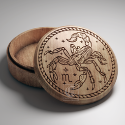 1.png Scorpio Zodiac Sign - V-Carved Jewelry Box - Digital Files for CNC Router